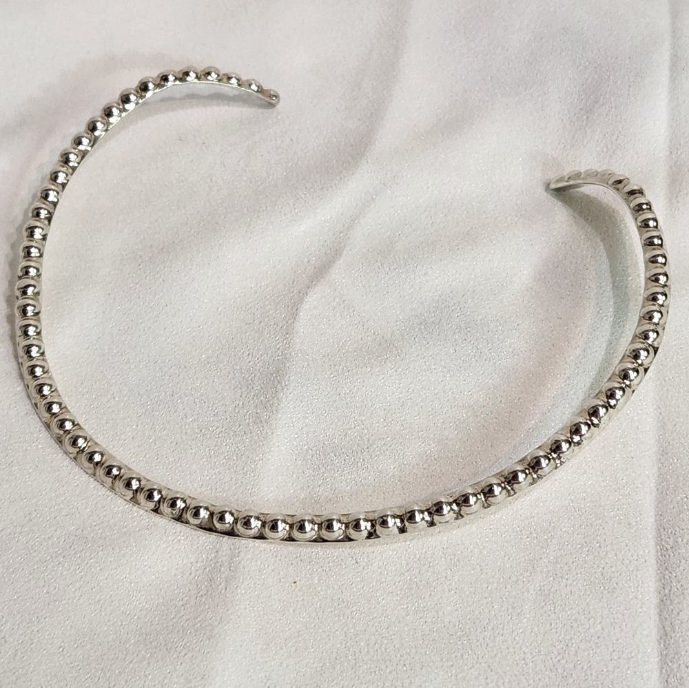 Genuine Vintage Sterling Silver Artisan Handcrafted Beaded Wire Choker Collar